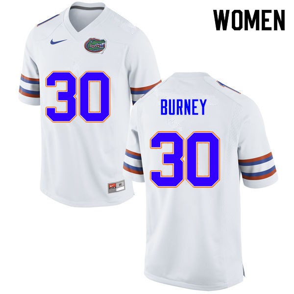 Women #30 Amari Burney Florida Gators College Football Jerseys White